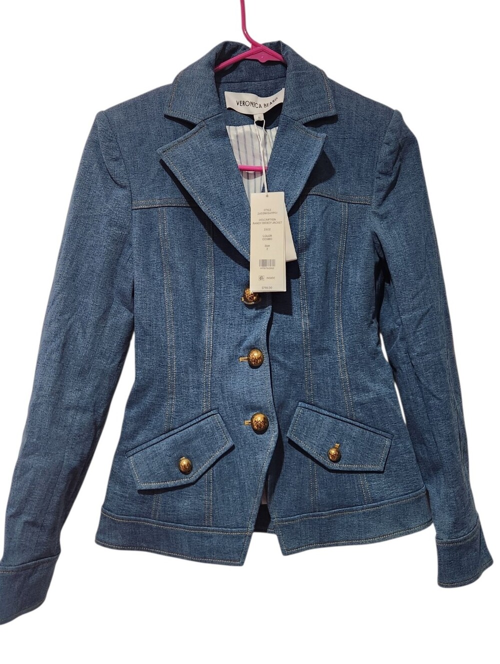 Veronica Beard Randy Denim Dickey Jacket Size 2 New With Tag - Picture 4 of 8